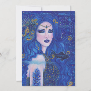 Sapphire Mermaid with gold accents by Renee Lavoie Holiday Card