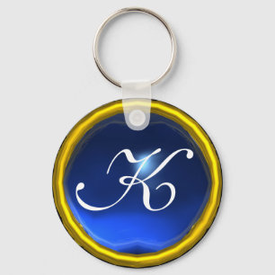 SAPPHIRE  MONOGRAM ,blue yellow Key Ring