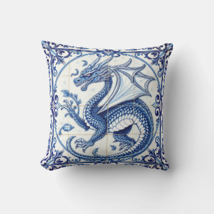 sapphire moon dragon outdoor pillow