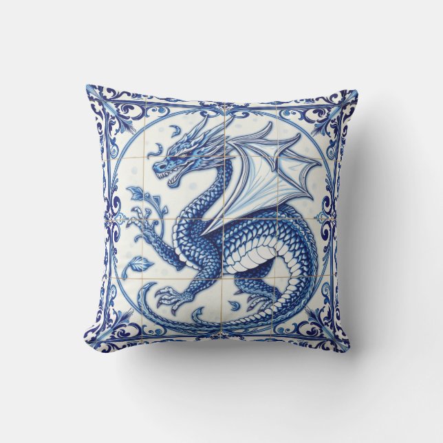 sapphire moon dragon outdoor pillow (Front)