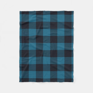 Sapphire Navy Buffalo Plaid Twill Fleece Blanket