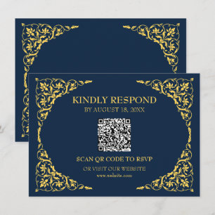Sapphire Navy QR RSVP Card