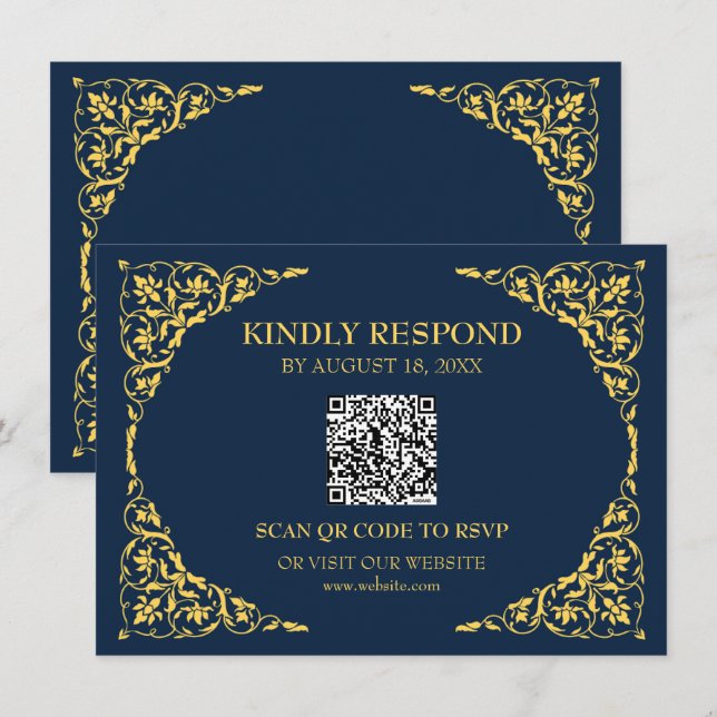 Sapphire Navy QR RSVP Card (Front/Back)