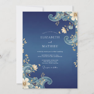 Sapphire Ornate Petal Wedding Invitation