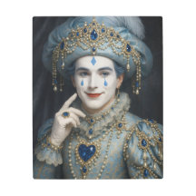 Sapphire Pierrot Luxury Portrait Metal Wall Art