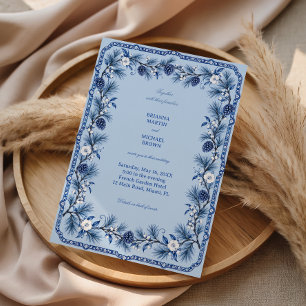 Sapphire Pine Garland On Sky Invitation