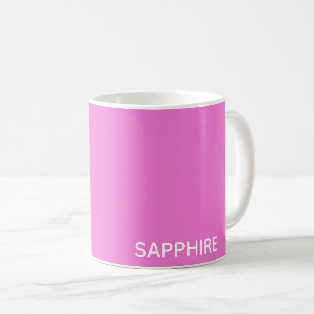 Sapphire pink color name coffee mug (Front Right)