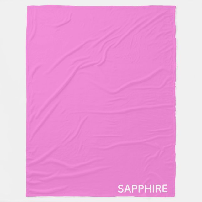 Sapphire pink color name fleece blanket (Front)