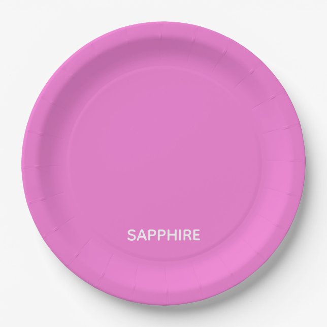 Sapphire pink color name paper plate (Front)