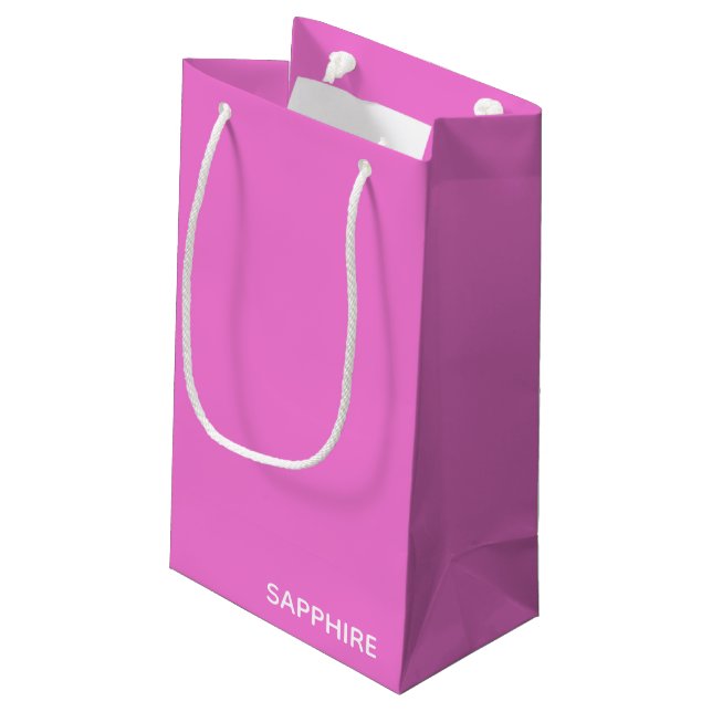 Sapphire pink color name small gift bag (Back Angled)