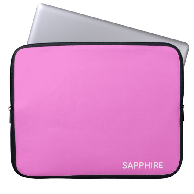 Sapphire pink colour name laptop sleeve (Front)