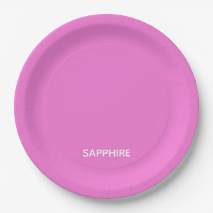 Sapphire pink colour name paper plate