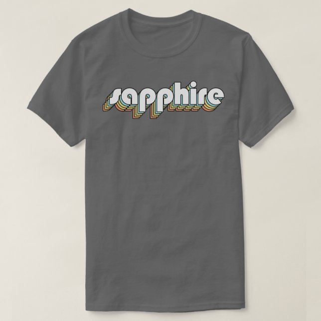 Sapphire Retro Rainbow Typography Faded Style T-Shirt (Design Front)