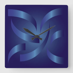 sapphire ribbons square wall clock