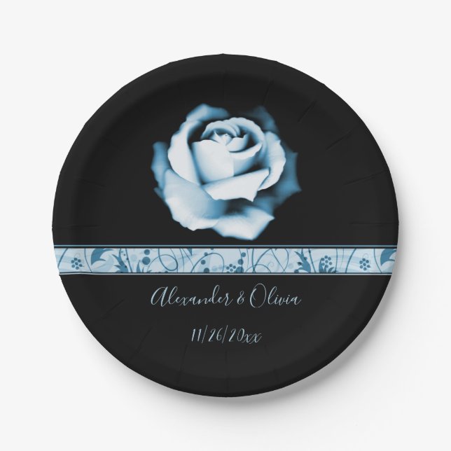 Sapphire Rose Wedding Paper Plate (Front)