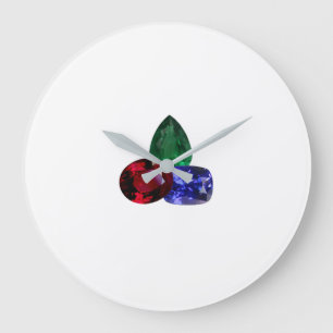 Sapphire Ruby Emerald Gemstone Large Clock
