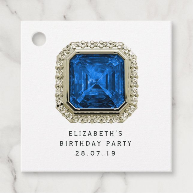 Sapphire September Birthstone Favour Tags (Front)