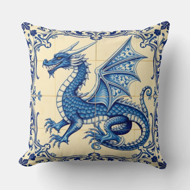 sapphire sky dragon pillow (Front)