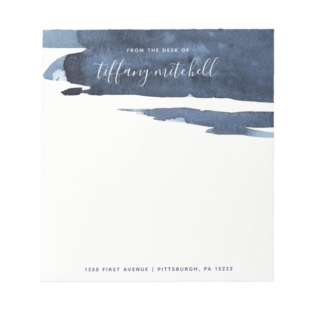 Sapphire Splash | Dark Blue Watercolor Notepad (Front)