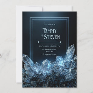 Sapphire Stardust Ethereal Crystal Wedding Invitation