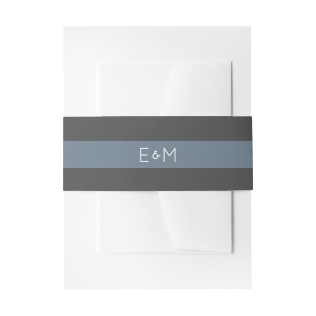 Sapphire Steel Blue Monogrammed Wedding Pack Invitation Belly Band (Front Example)