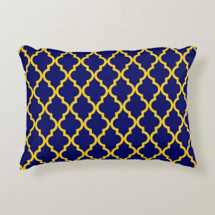 Sapphire Sun: Blue & Yellow Boho Moroccan Elegance Decorative Cushion