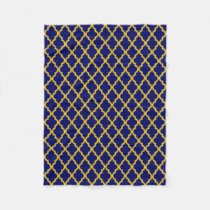 Sapphire Sun: Blue & Yellow Boho Moroccan Elegance Fleece Blanket