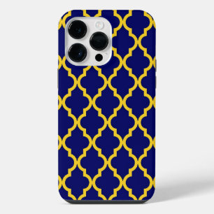Sapphire Sun: Blue & Yellow Boho Moroccan Elegance iPhone 14 Pro Max Case