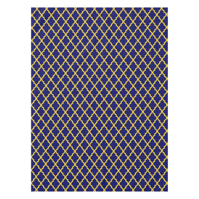 Sapphire Sun: Blue & Yellow Boho Moroccan Elegance Tablecloth (Front)