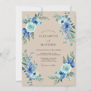 Sapphire Taupe Painted Wedding Invitation