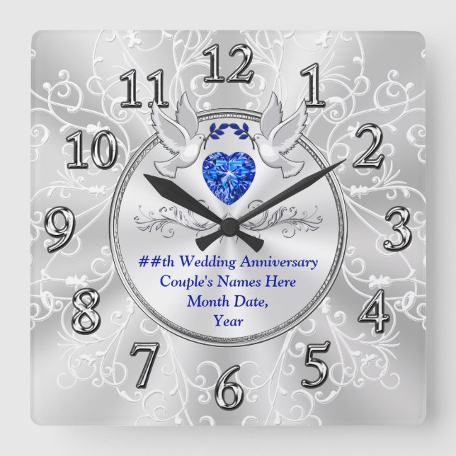 Sapphire Themed, 45 year Anniversary Gifts, Clock (Front)