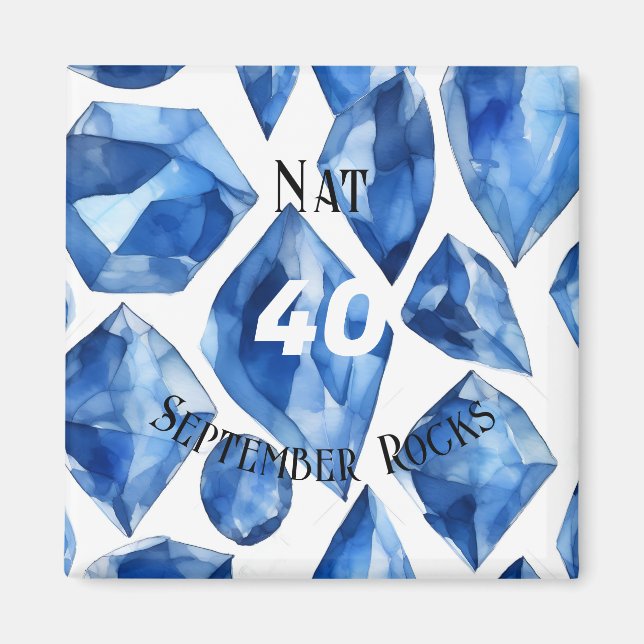 Sapphire-Themed September Birthday Anniversary Magnet (Front)
