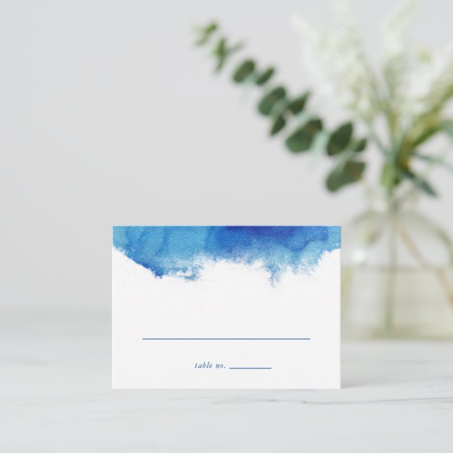 Sapphire Tide Flat Wedding Escort Cards (Standing Front)