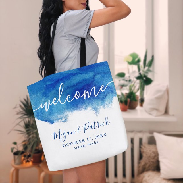 Sapphire Tide Personalised Wedding Welcome Tote Bag (Creator Uploaded)