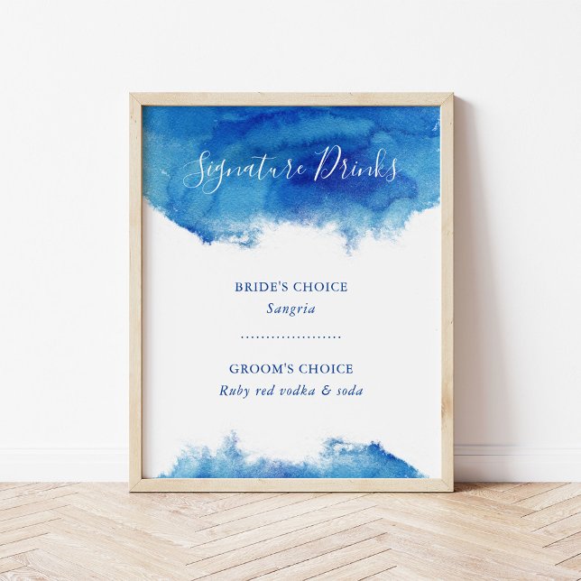 Sapphire Tide Wedding Drink Menu Sign (Creator Uploaded)