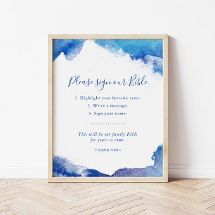 Sapphire Tide Wedding Guestbook Bible Sign