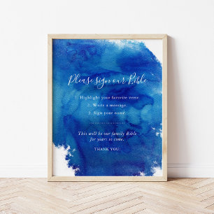Sapphire Tide Wedding Guestbook Bible Sign