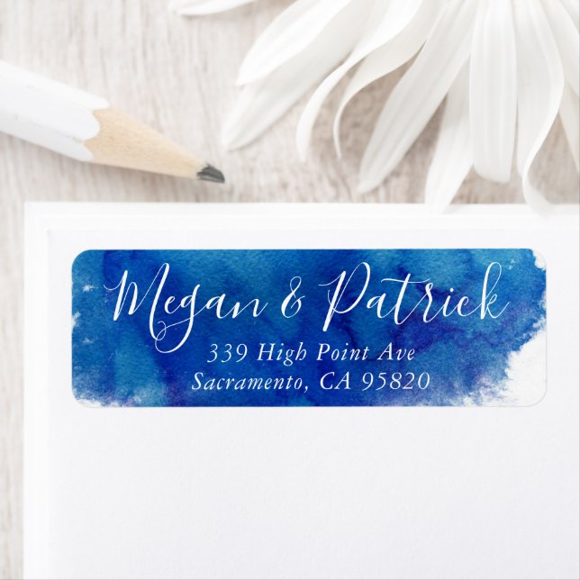 Sapphire Tide Wedding Return Address Label (Insitu)