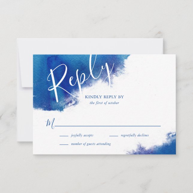 Sapphire Tide Wedding RSVP Response Card (Front)