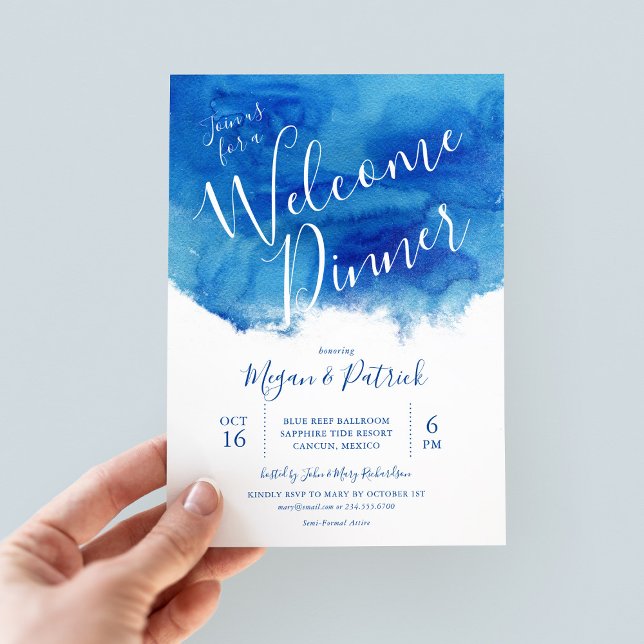 Sapphire Tide Wedding Welcome Dinner Invitation (Creator Uploaded)