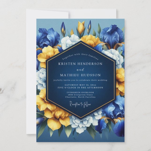 Sapphire Vibrant Bloom Wedding Invitation (Front)