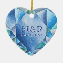 Sapphire Watercolor Heart 45th Wedding Anniversary