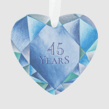 Sapphire Watercolor Heart 45th Wedding Anniversary