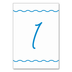 Sapphire Wavy Retro Wedding  Table Number