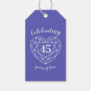 Sapphire wedding anniversary 45th heart gift tags