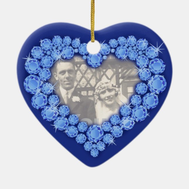 Sapphire Wedding Anniversary heart ornament (Back)
