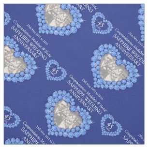 Sapphire wedding anniversary personalised pattern fabric