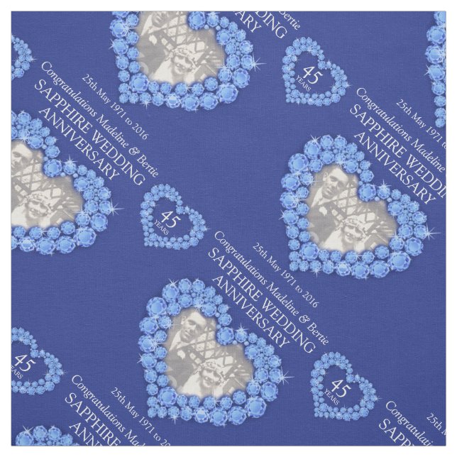 Sapphire wedding anniversary personalised pattern fabric (Swatch)