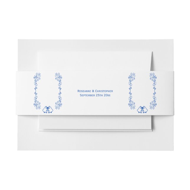 Sapphire Wedding Invitation Belly Band Bells (Front Example)