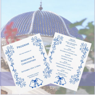 Sapphire Wedding Program Bells Scrollwork Design Programme